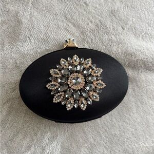 Black Clutch with Crystal Embellishment